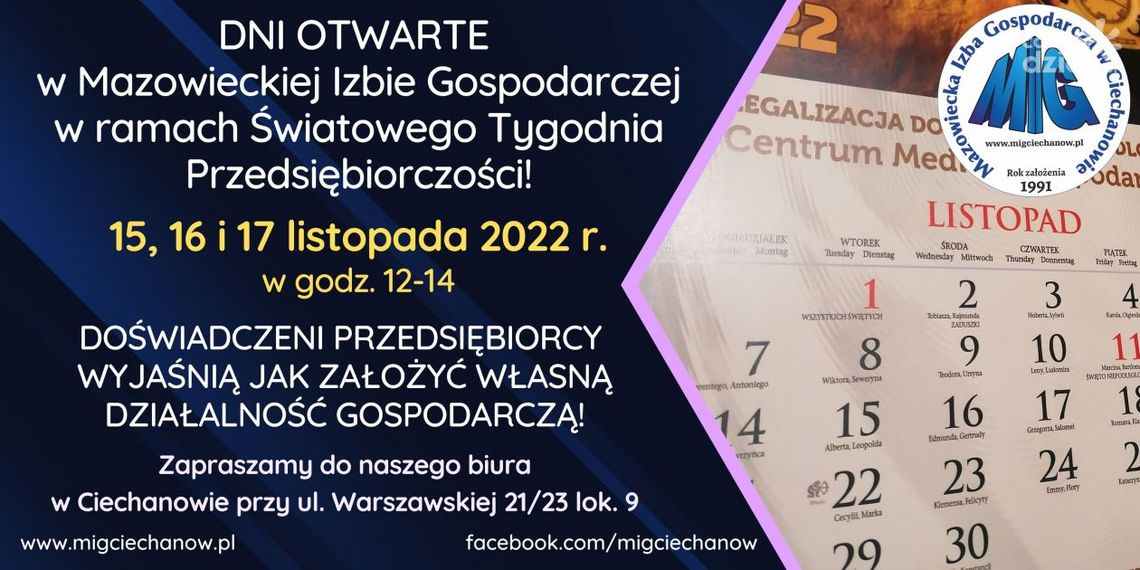 Chcesz założyć firmę? Mazowiecka Izba Gospodarcza w Ciechanowie podpowie jak to zrobić