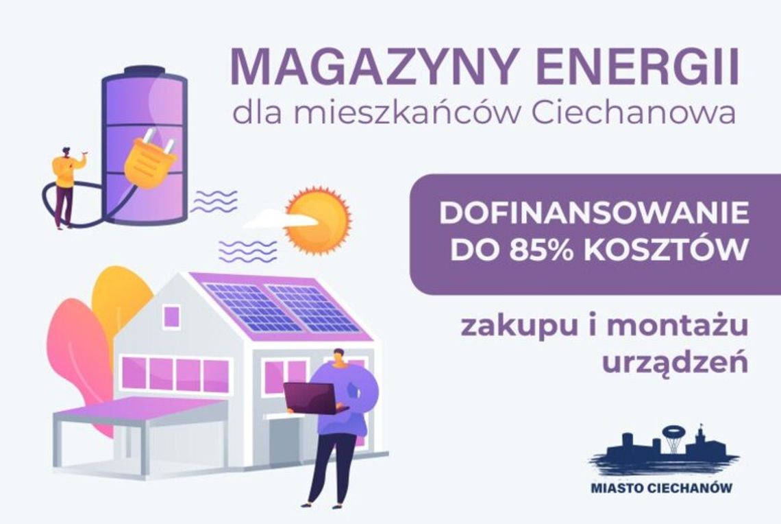 Ciechanów. Jest nabór uzupełniający na  dofinansowanie magazynów energii
