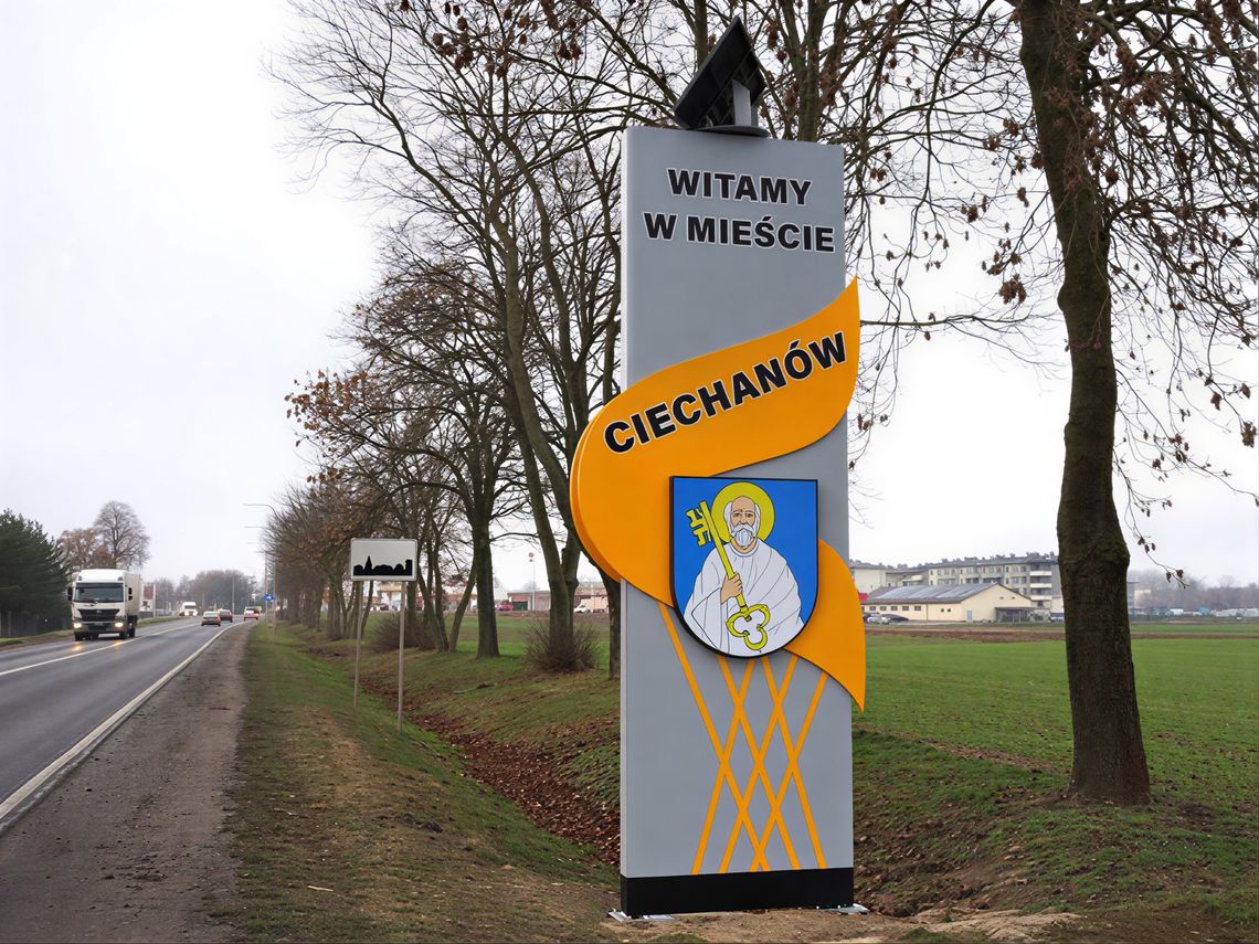 Nowa tablica informacyjna przed wjazdem do Ciechanowa