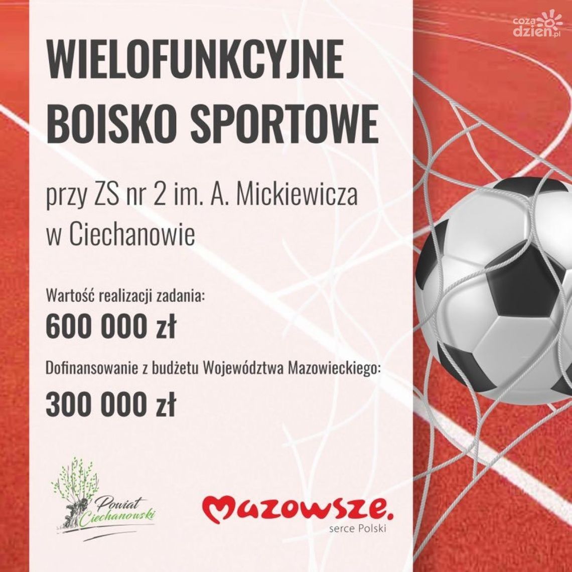 Ciechanów. Przy ZS Nr 2 powstanie wielofunkcyjne boisko