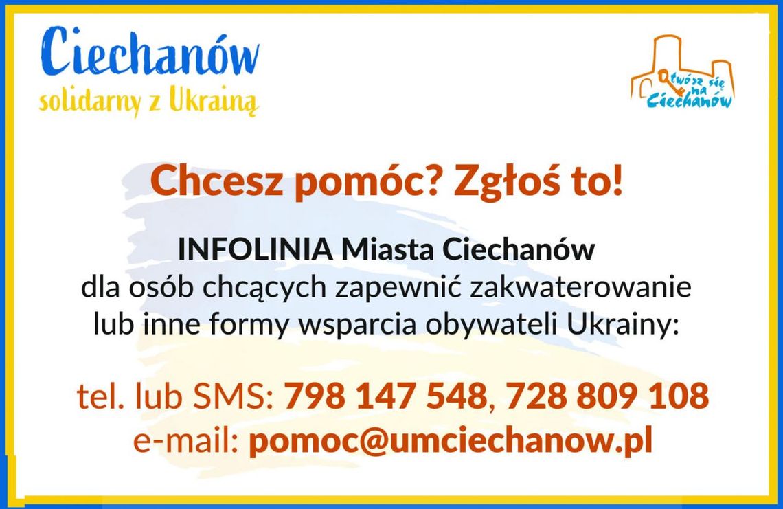 Ciechanów uruchomił infolinię - Chcesz pomóc? Zgłoś to! 