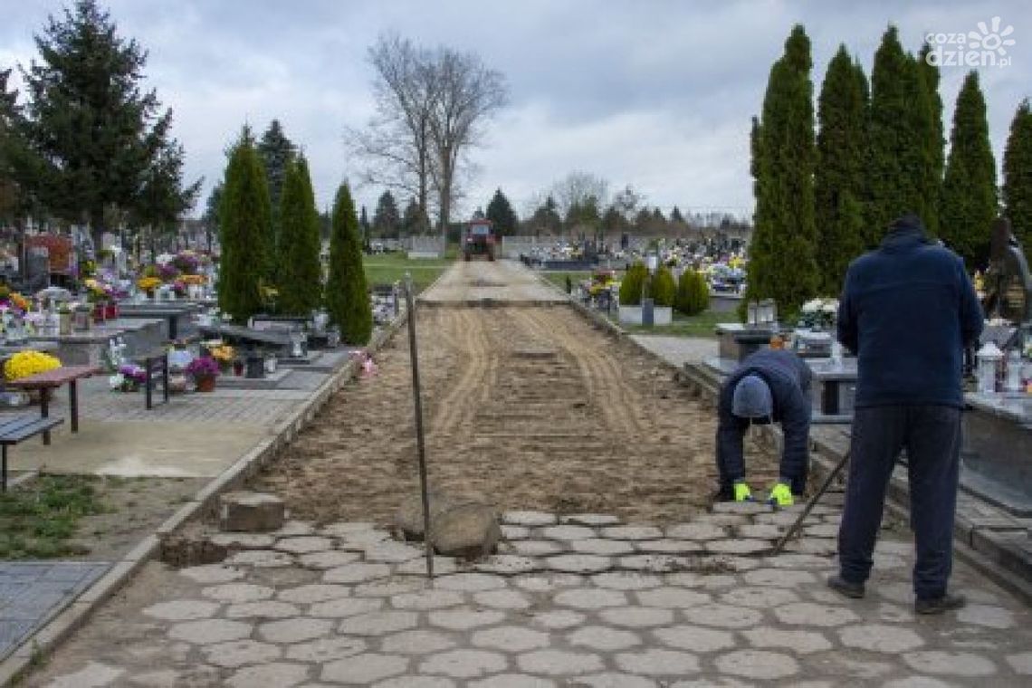 Cmentarz Komunalny w Ciechanowie. Remont głównej alei. 