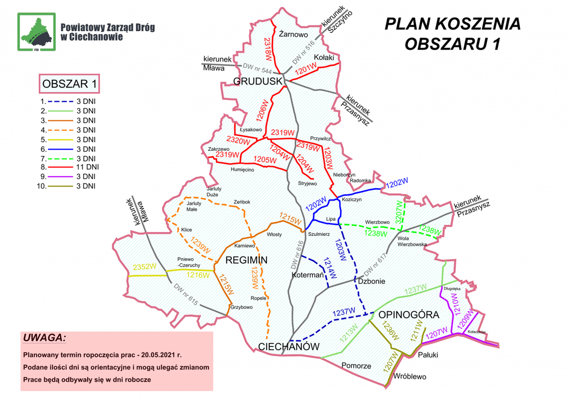 Czas na wiosenne koszenie. Powiatowy Zarząd Dróg w Ciechanowie przedstawił plany!