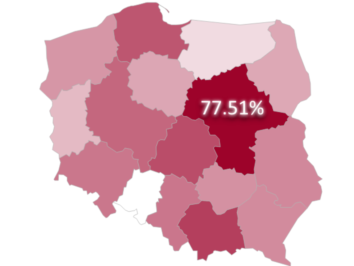 Frekwencja wyborcza w powiecie ciechanowskim i sąsiednich oraz w miastach z regionu