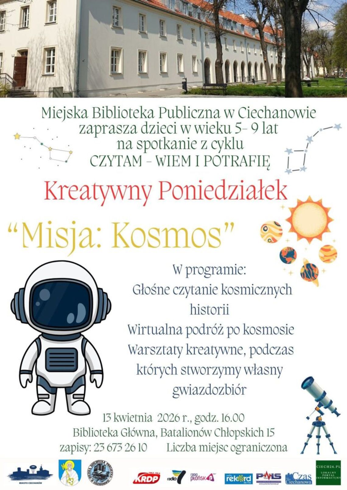 Gotowi na odliczanie? Miejska Biblioteka Publiczna w Ciechanowie zaprasza na „Misję: Kosmos”