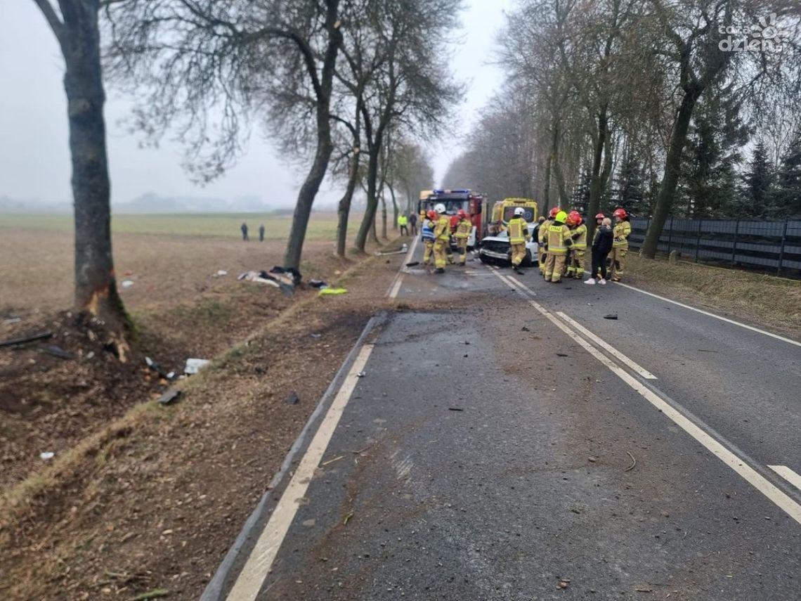 Groźny wypadek w Grudusku! 18-latka uderzyła autem w drzewo
