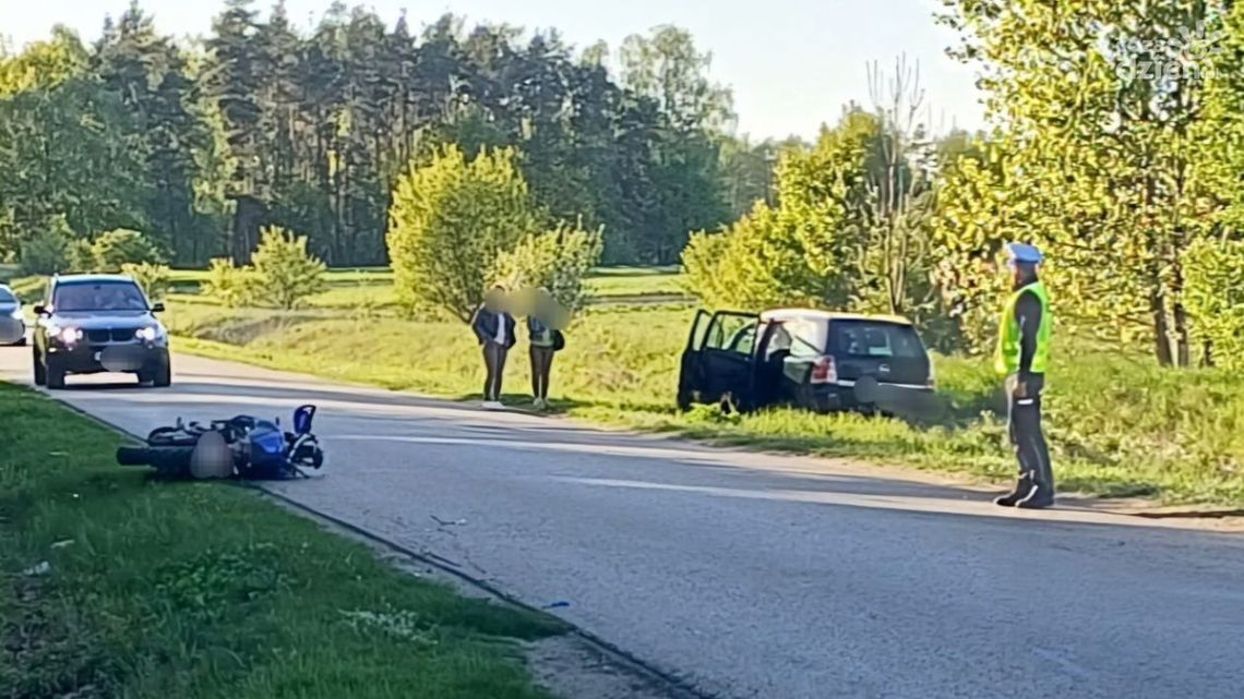 Groźny wypadek w Słoniawach - motocyklista z Warszawy zderzył się z Oplem