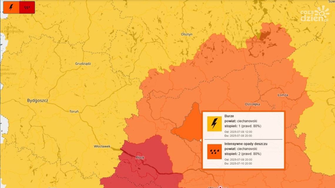 IMGW ostrzega: Nadchodzą burze, a po nich intensywne ulewy. Wydano alert 2. stopnia