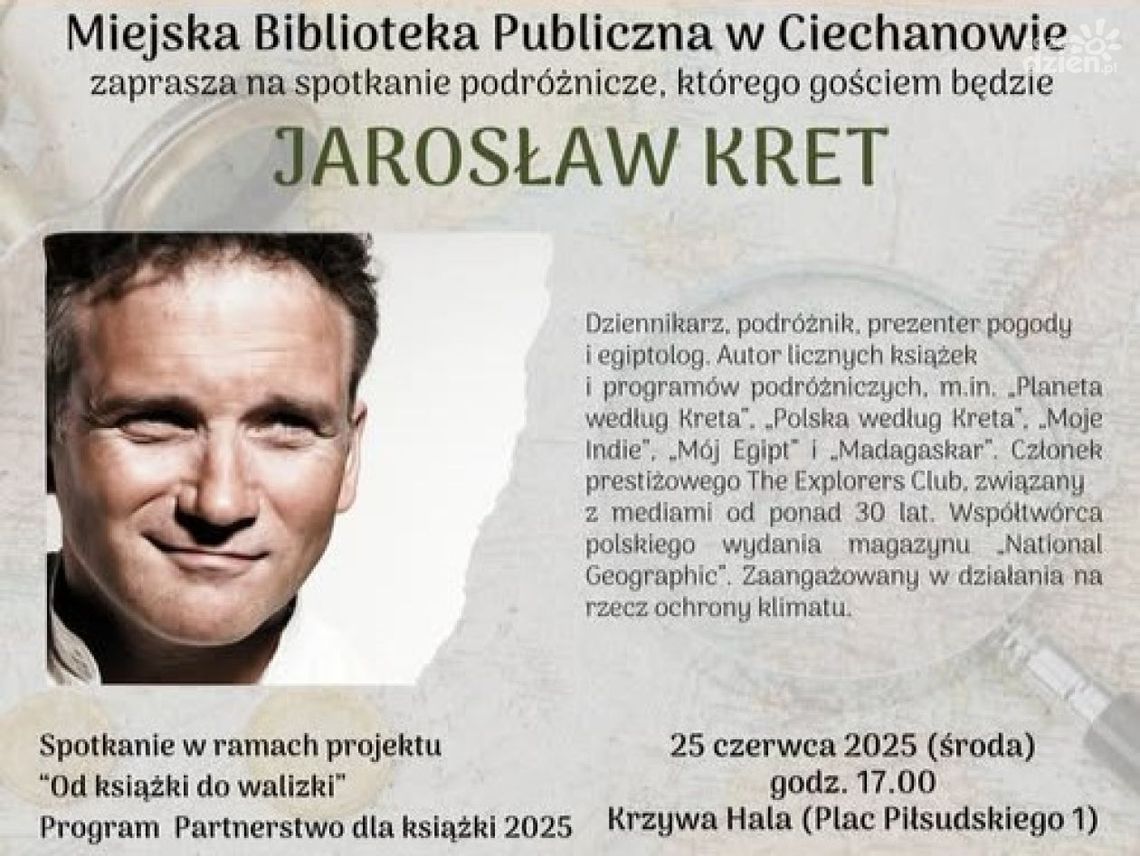Jarosław Kret przyjedzie do Ciechanowa. Będzie gościem biblioteki