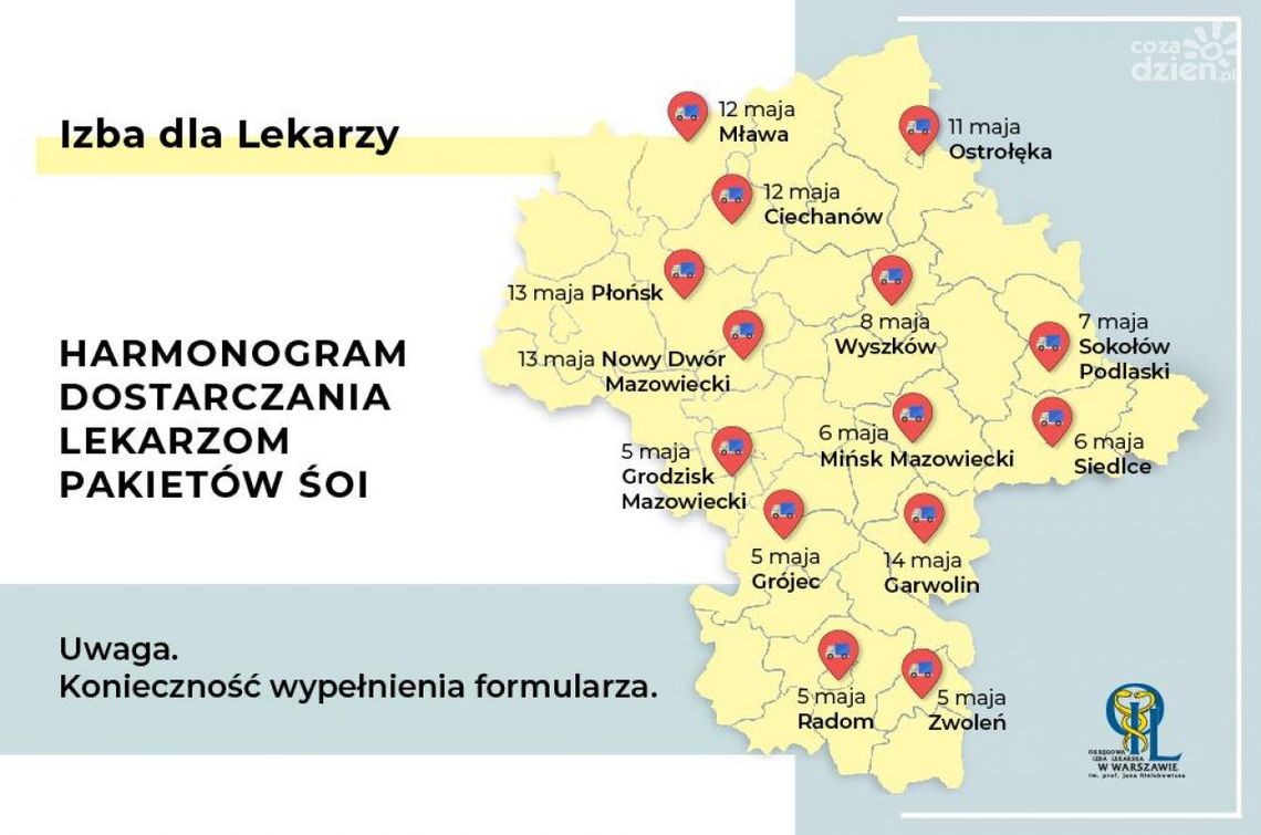 Maseczki, gogle i przyłbice z Chin trafią do Ciechanowa