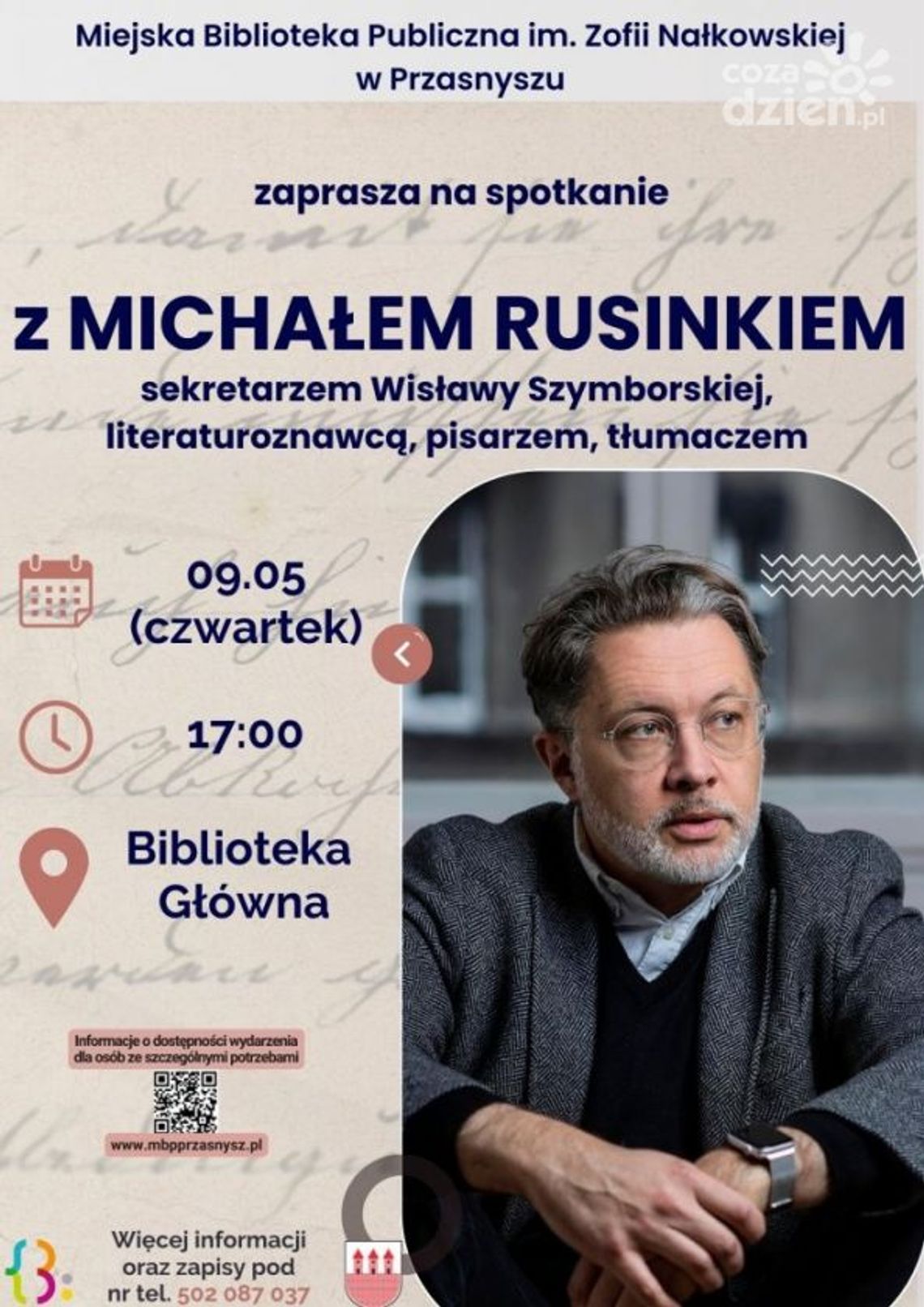 Michał Rusinek przyjedzie do Przasnysza