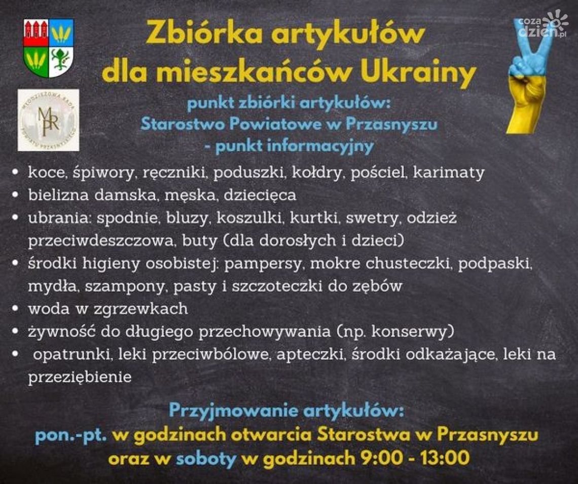 Od poniedziałku zbiórka artykułów w powiecie przasnyskim