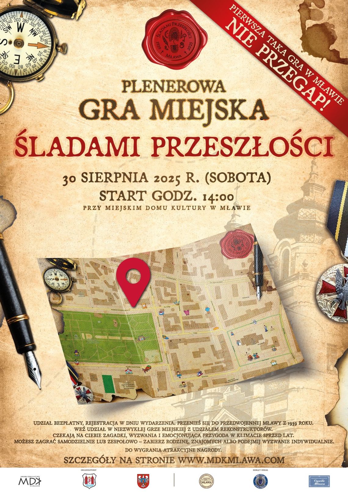 Uczestnicy gry miejskiej „Śladami przeszłości” przemierzą ulice Mławy w stroju i klimacie lat 30.