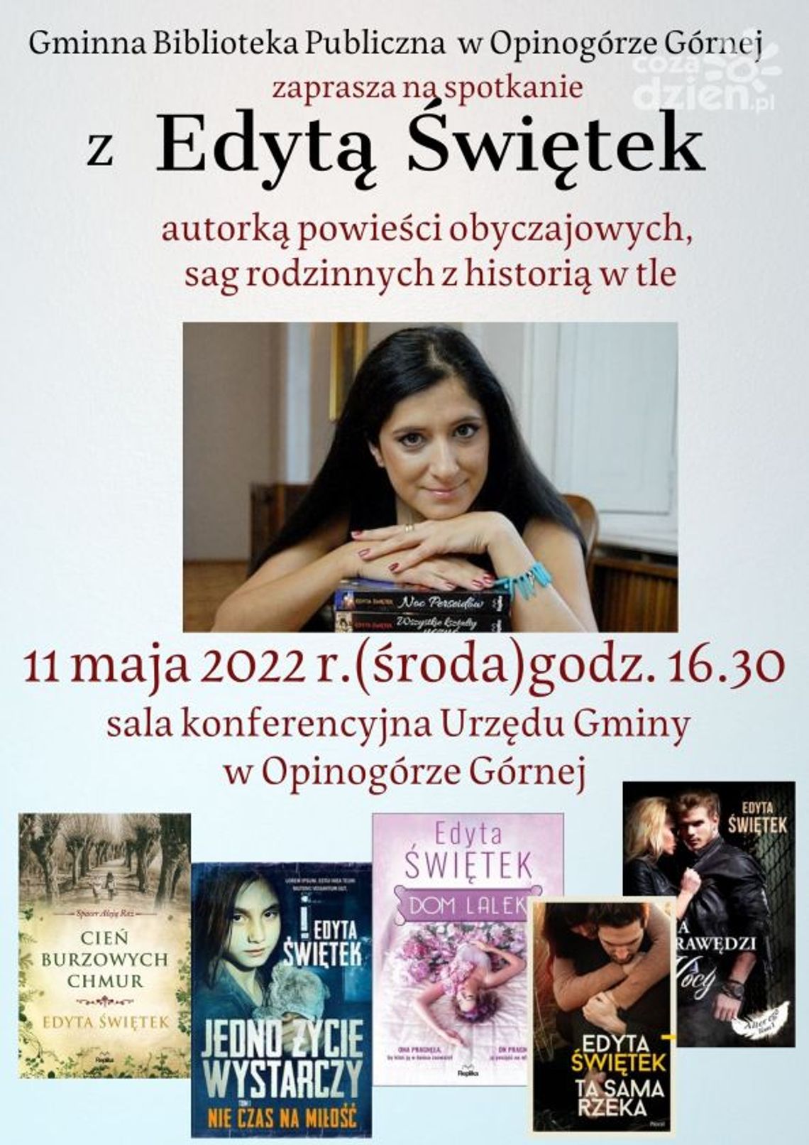 Podczas 'Tygodnia Bibliotek' do Opinogóry przyjedzie pisarka Edyta Świętek