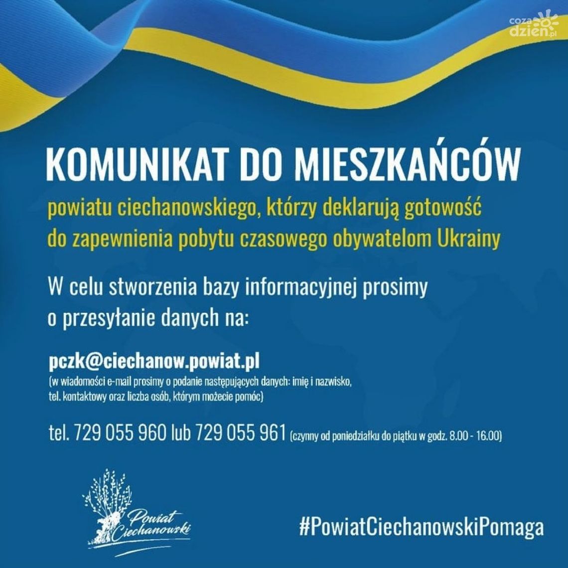 Powiat ciechanowski pomaga - stworzy bazę informacyjną