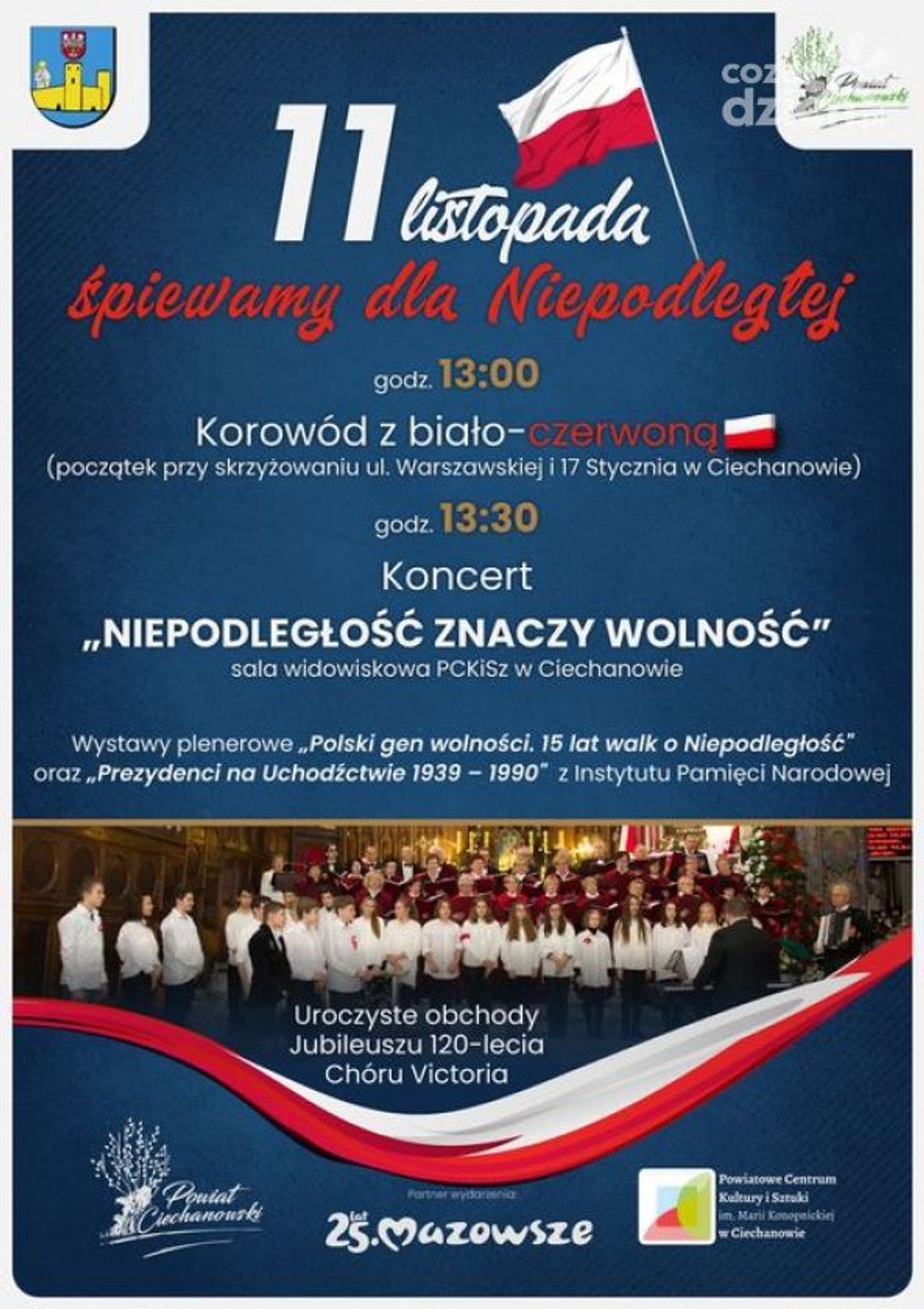 Powiatowe obchody Święta Niepodległości razem z jubileuszem 120 lat Chóru Victoria