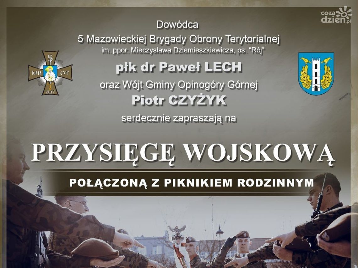 Przysięga wojskowa w Opinogórze Górnej. Terytorialsi zapraszają na piknik i defiladę
