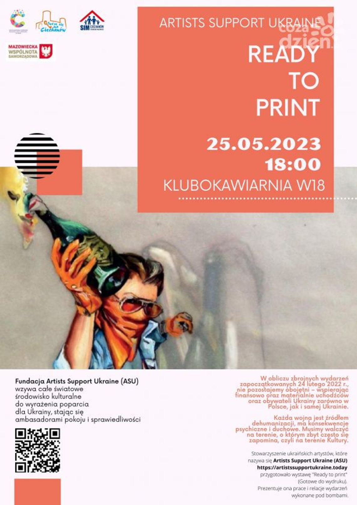 "Ready to print." Wystawa artystów wspierających Ukrainę w Klubokawiarni W18