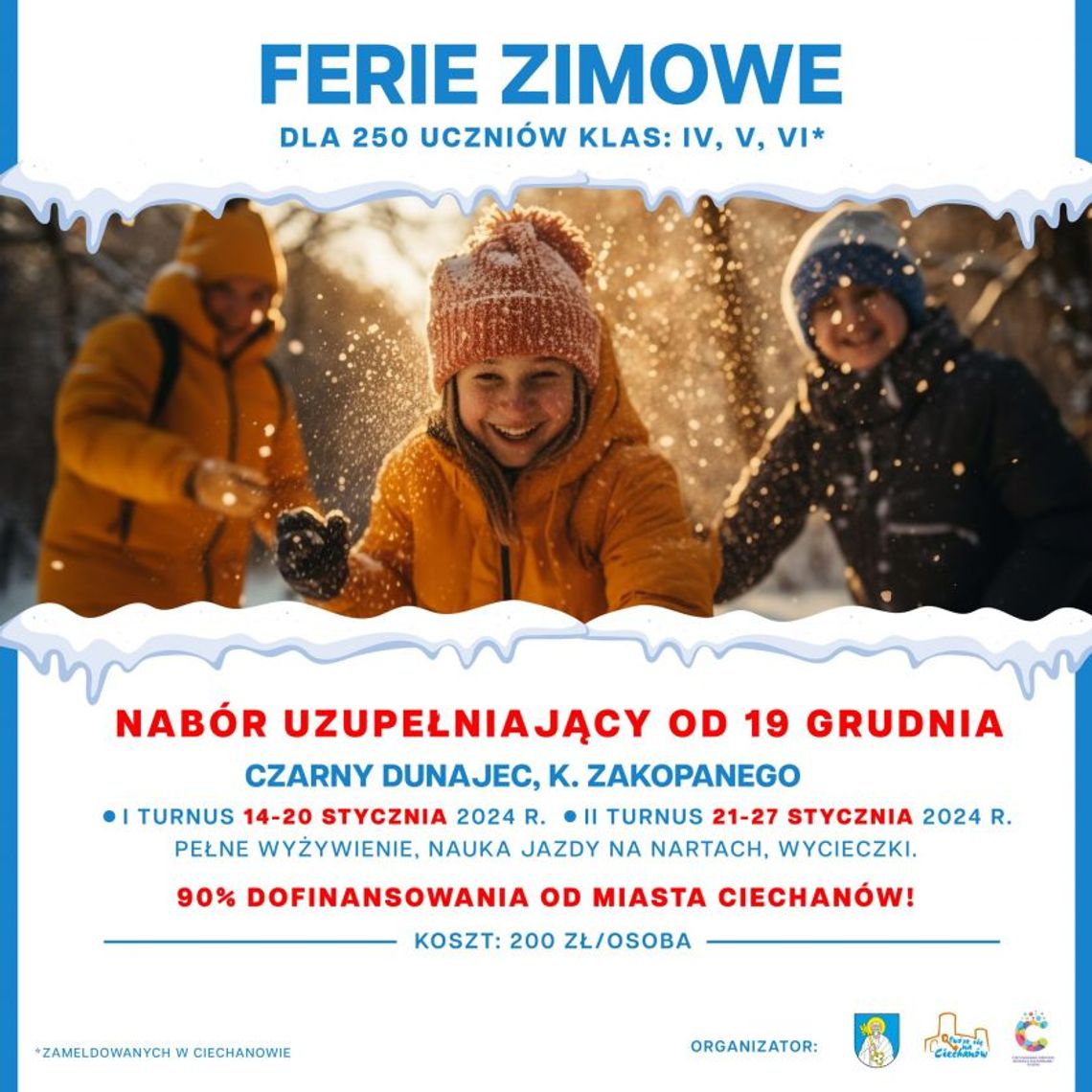 Rusza nabór uzupełniający na zimowiska dla dzieci z 90% dofinansowaniem od miasta 