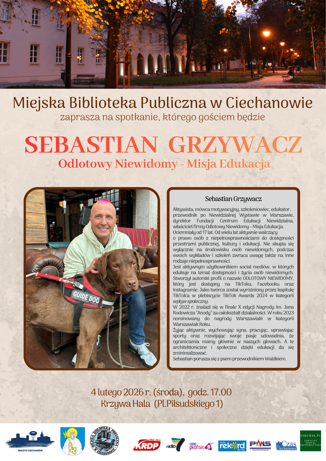 Sebastian Grzywacz – Odlotowy Niewidomy przyjedzie do Ciechanowa