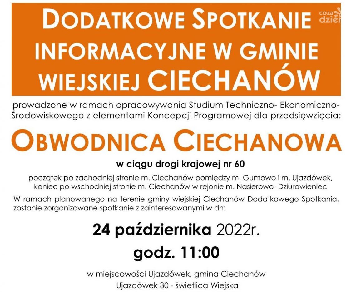 Temat obwodnicy Ciechanowa powraca. Spotkanie informacyjne tym razem w Ujazdówku