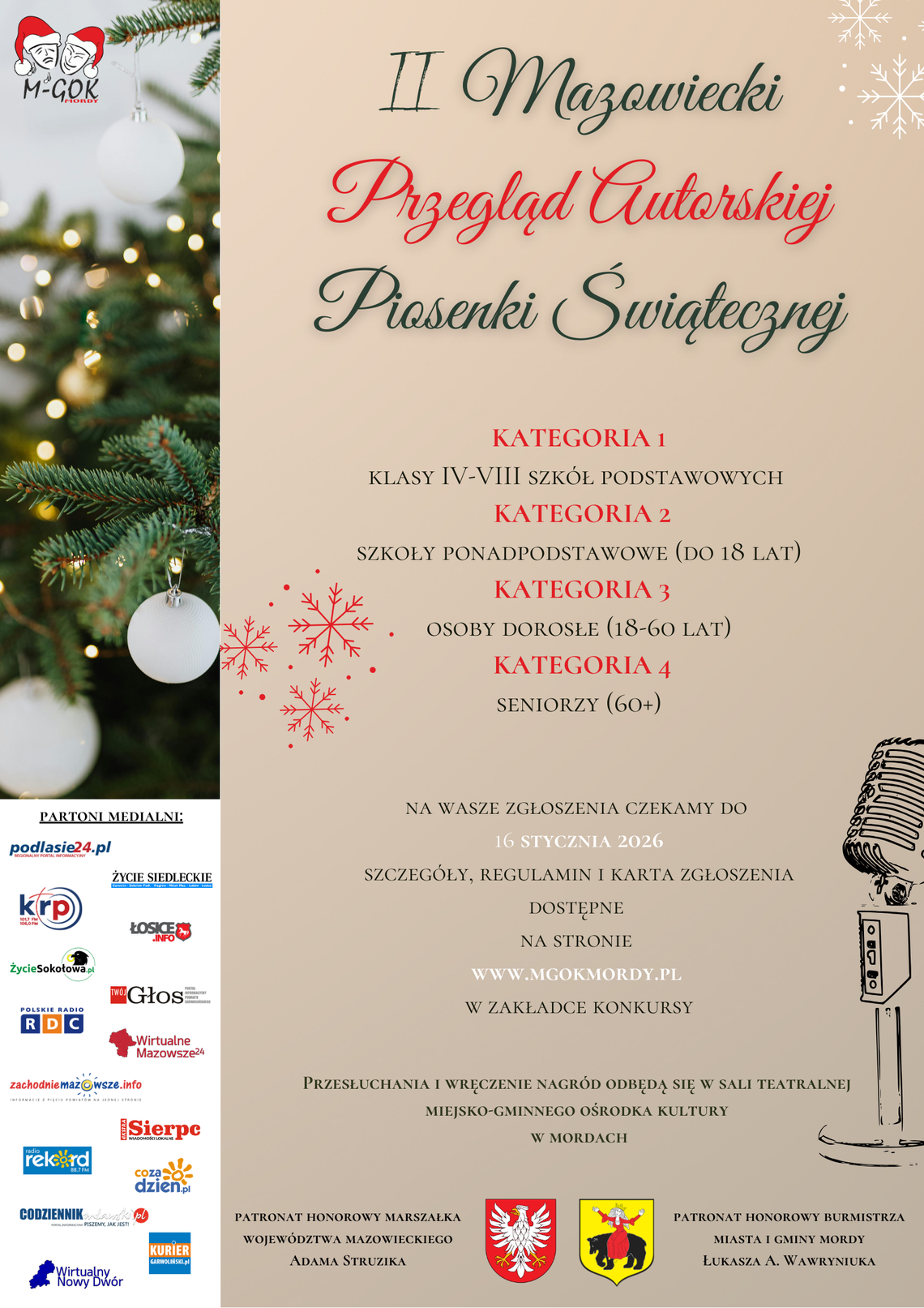 Trwa nabór do II Mazowieckiego Przeglądu Autorskiej Piosenki Świątecznej