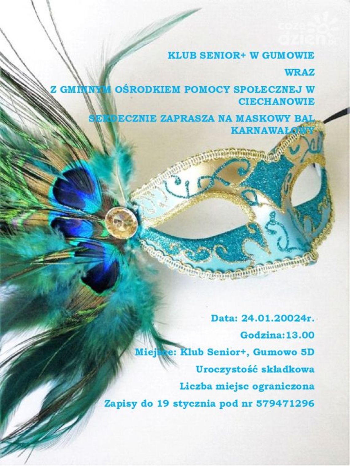 Trwają zapisy do udziału w karnawałowym balu maskowym w Klubie Senior+ 