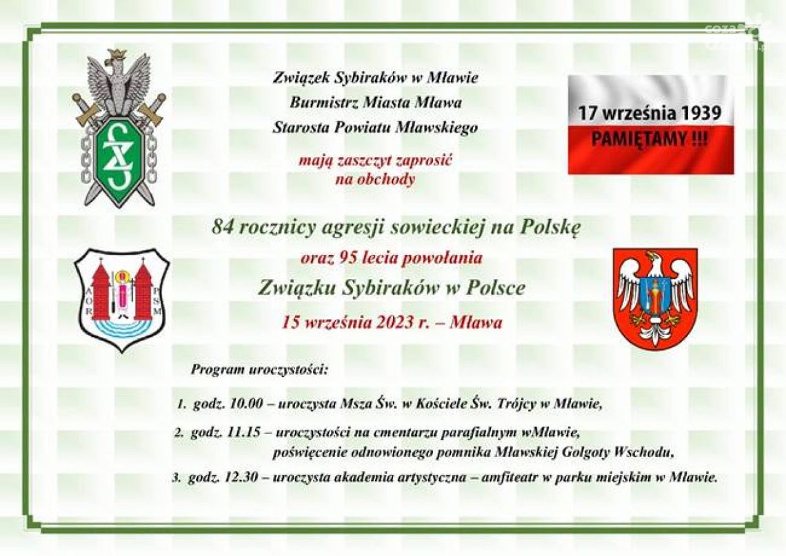 Tym razem uroczystość odbędzie się 15 września. W Mławie pamiętają