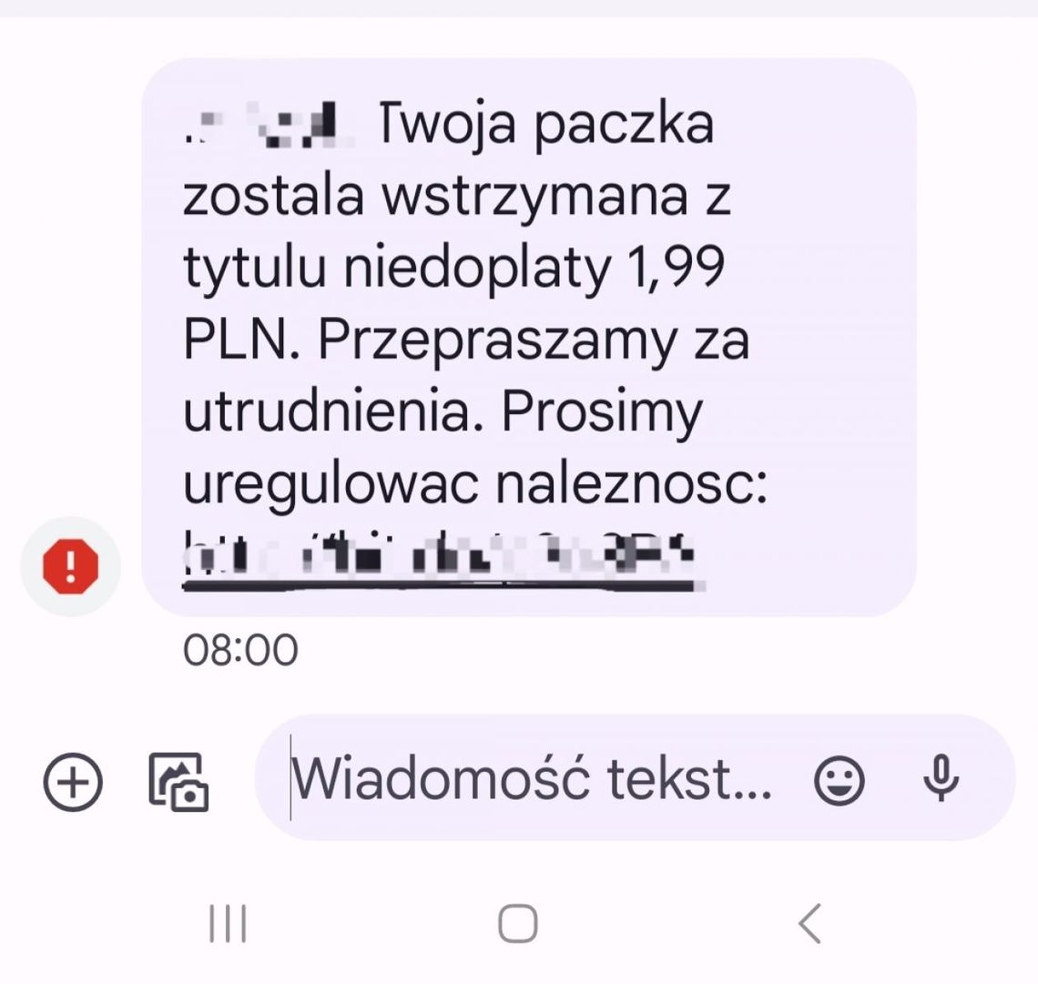 Uważaj na wiadomość o wstrzymaniu paczki !
