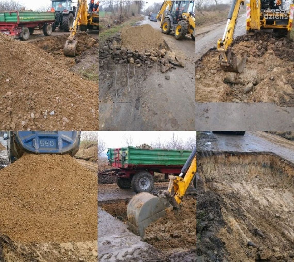 W Gołyminie-Ośrodku ciężarówki zniszczyły drogę W Gołyminie-Ośrodku ciężarówki zniszczyły drogę