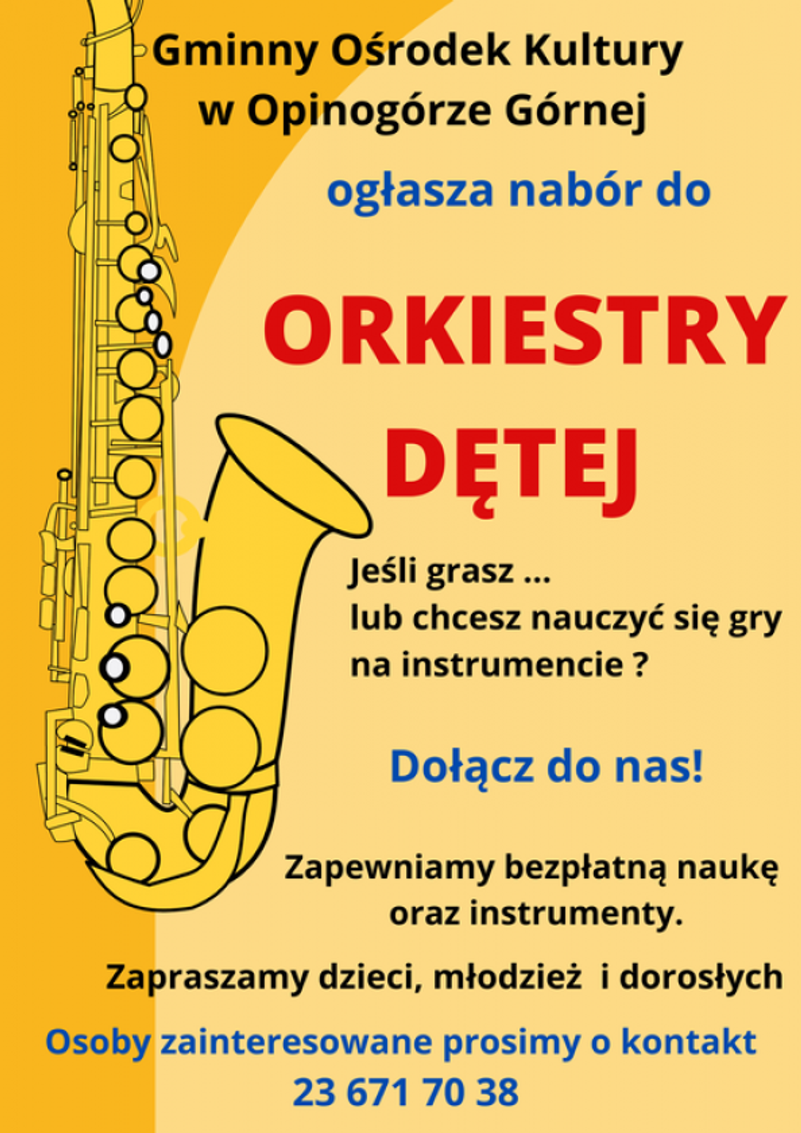 W Opinogórze Górnej ruszył nabór do Gminnej Orkiestry Dętej Trzech Pokoleń