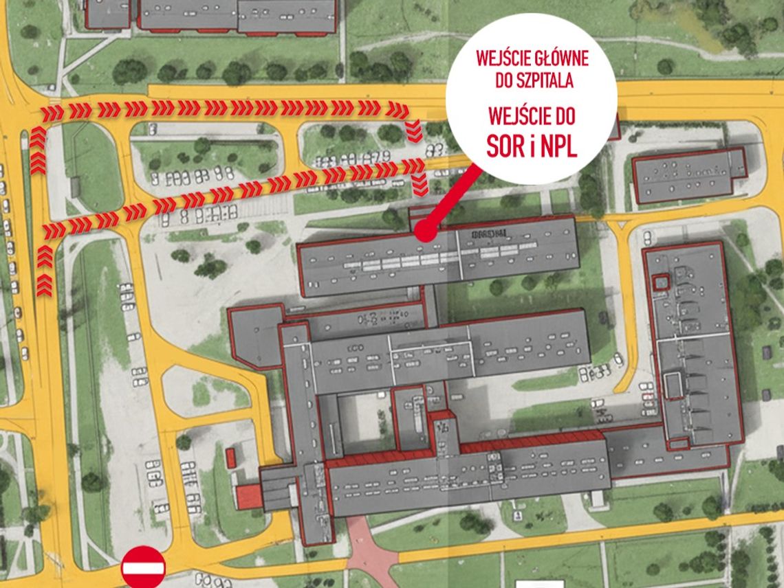 Mapka nowej drogi do ciechanowskiego SORu