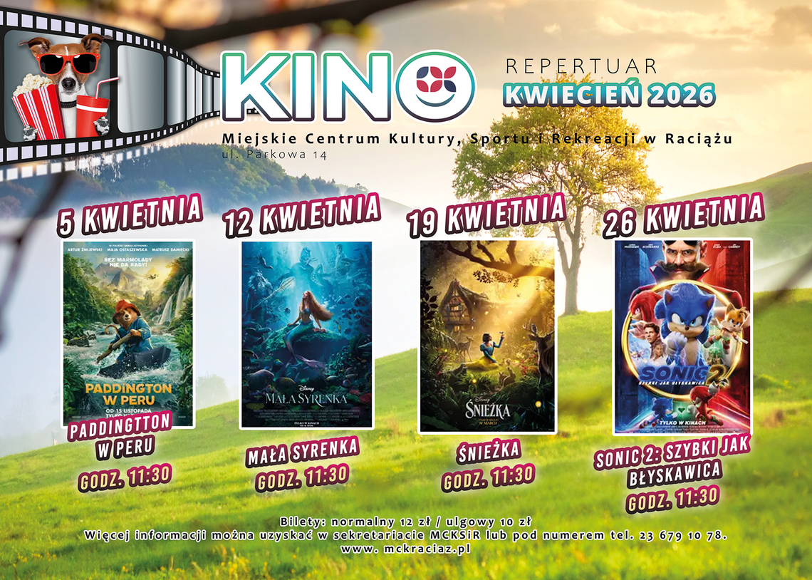 Wybierz swój plan na weekend w Raciążu. Kino, teatr i ekologiczny pokaz mody Plakat - repertuar kina w Raciążu