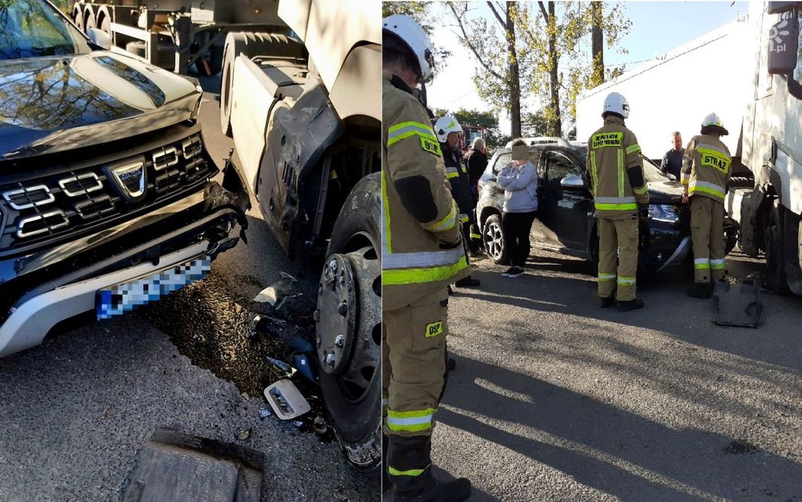 Zderzyły się osobówka z ciężarówką. Ranna jedna osoba. Droga była zablokowana