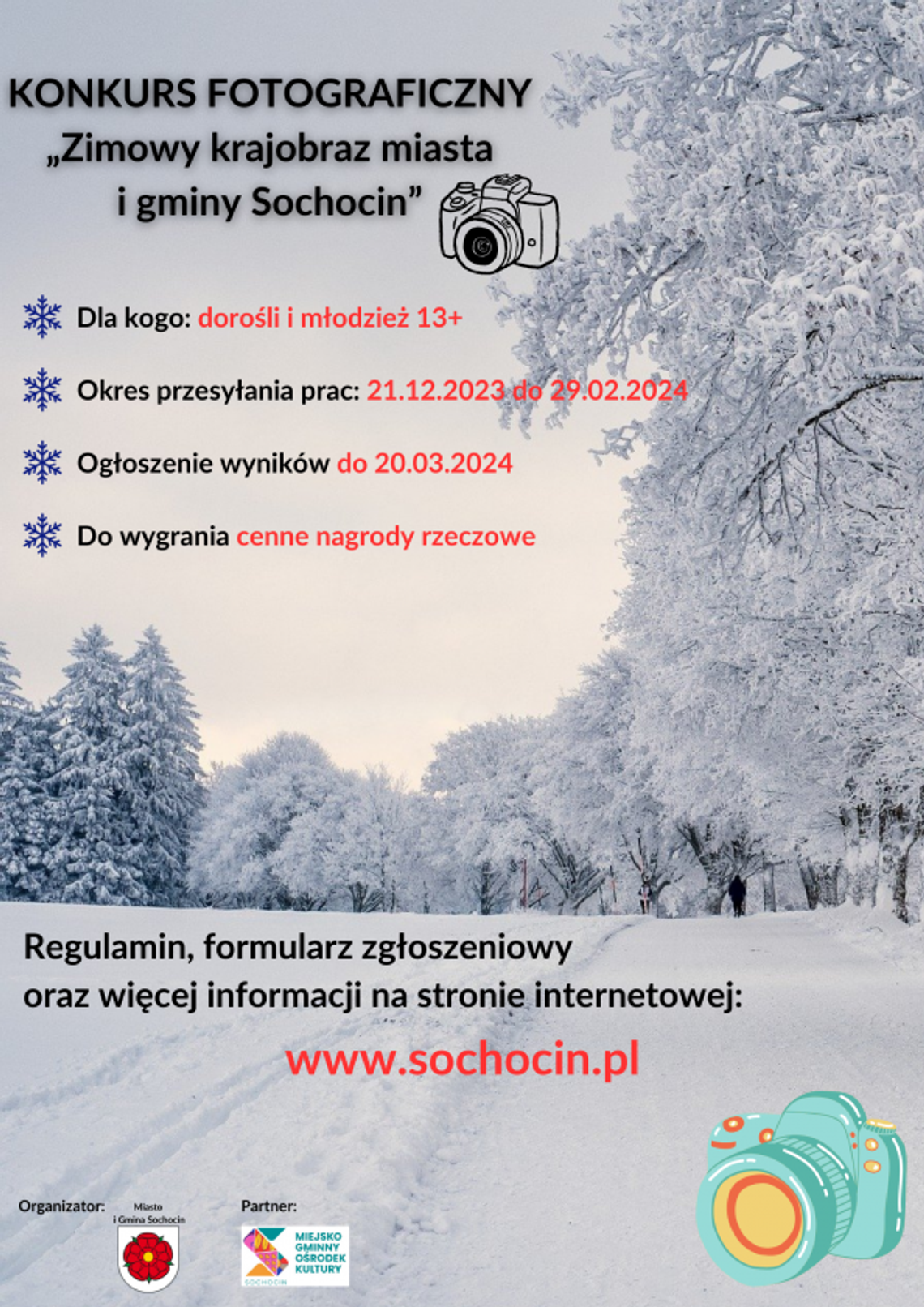 "Zimowy krajobraz miasta i gminy Sochocin" - konkurs fotograficzny 