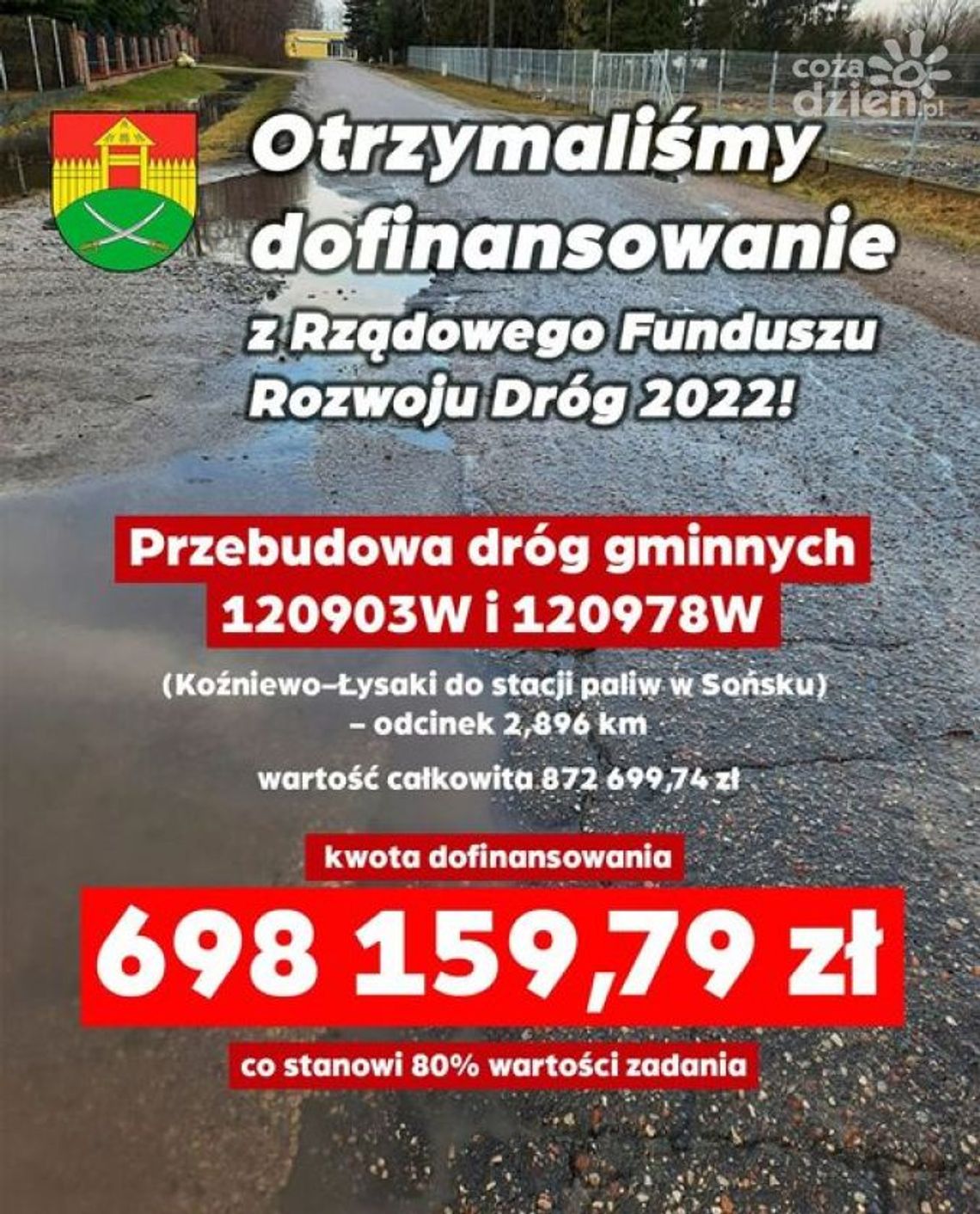 Znalazły się pieniądze na przebudowę dróg w Gminie Sońsk