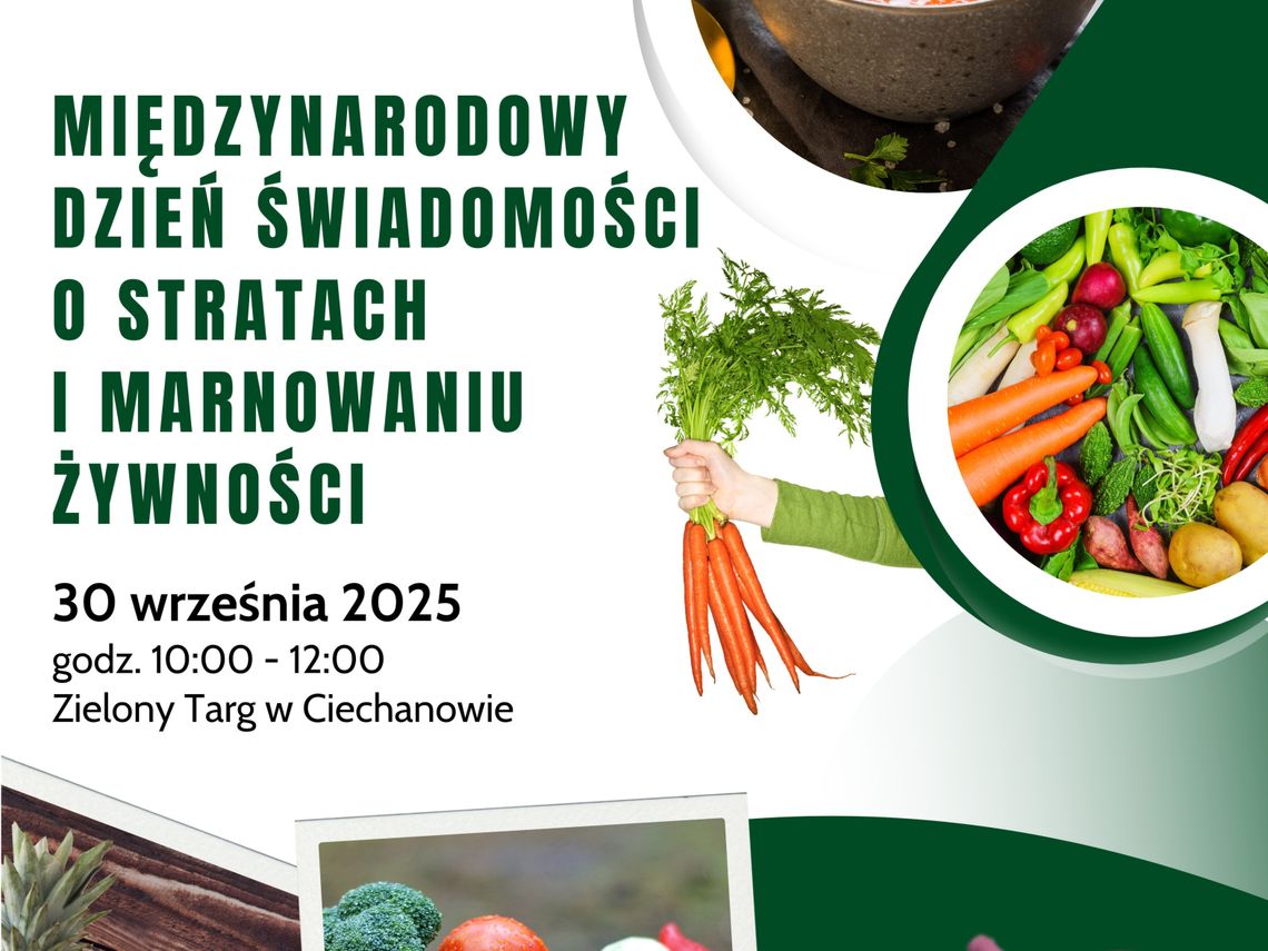 Plakat zapraszający na Zupę Disco w Ciechanowie. Widać na nim miskę zupy, warzywa oraz informacje o dacie i miejscu wydarzenia.